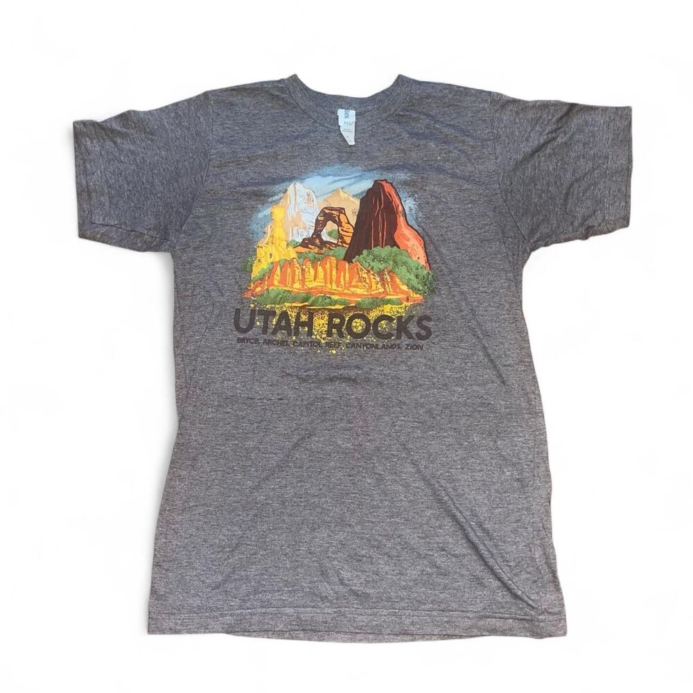 Womens Brown Heather Utah Rocks Zion Tshirt SZ S